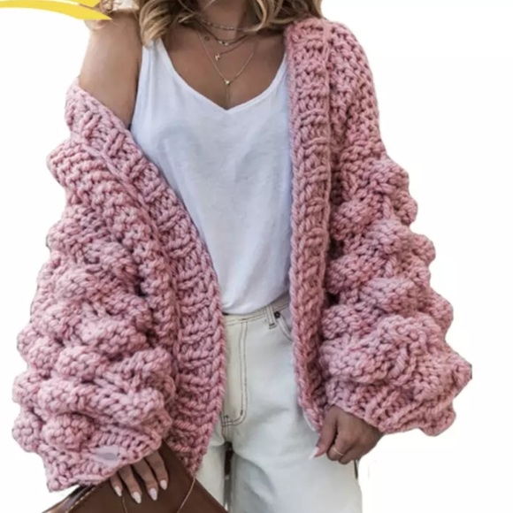 JUST IN! Chunky Knit Cardigan Pink - Picture 2 of 8
